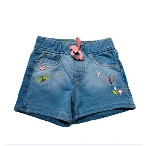 Kids Denim Shorts with Butterfly Embroidery